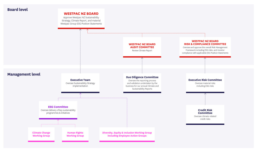 Governance chart for Westpac NZ