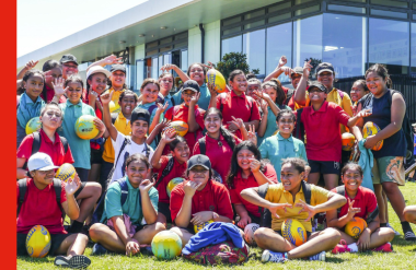 Kids receiving iSport balls